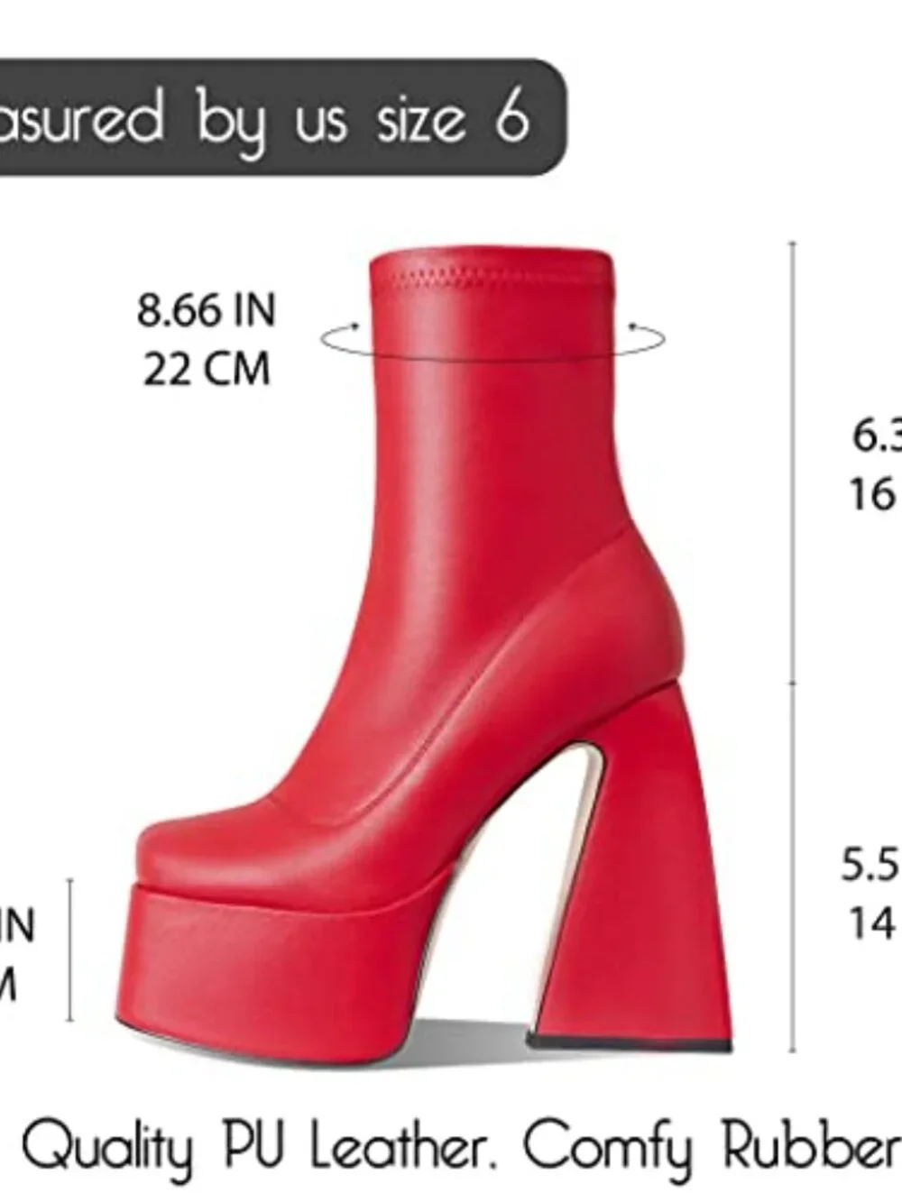 Mid Calf Square Toe Chunky High Heel Platform Boots with Side Zipper